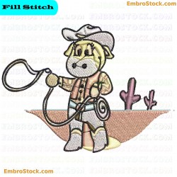 Cowboy Cow In The Desert Embroidery Design 17