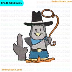 Cowboy Penguin Embroidery Design 10