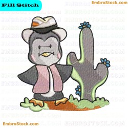 Cowboy Penguin Embroidery Design 1