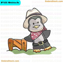 Cowboy Penguin Embroidery Design 2