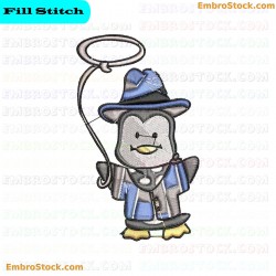 Cowboy Penguin Embroidery Design 5