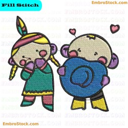 Cowboy Themed Cartoon Characters Embroidery Design 1