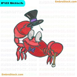 Crab With Top Hat And Cane Embroidery Design 11