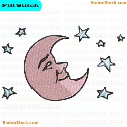 Crescent Moon And Stars Embroidery Design 6