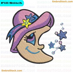 Crescent Moon With Hat And Stars Embroidery Design 15