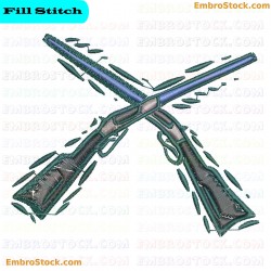 Crossed Flintlock Rifles Embroidery Design 4