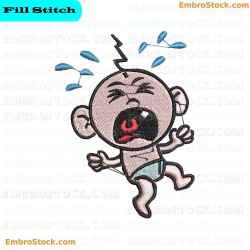 Crying Baby Embroidery Design 7