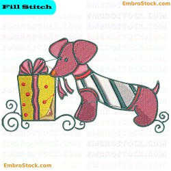 Curly Dachshund Embroidery Design 10