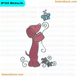 Curly Dachshund Embroidery Design 1