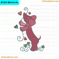 Curly Dachshund Embroidery Design 2