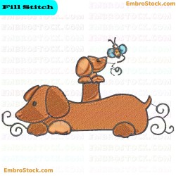 Curly Dachshund Embroidery Design 6