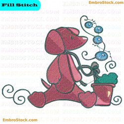 Curly Dachshund Embroidery Design 7