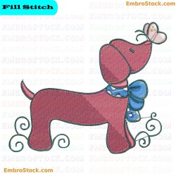 Curly Dachshund Embroidery Design 9