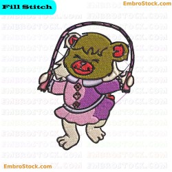 Cute Bear Jumping Rope Embroidery Design 3