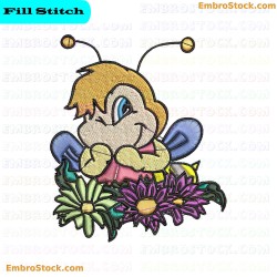 Cute Bee Embroidery Design 10