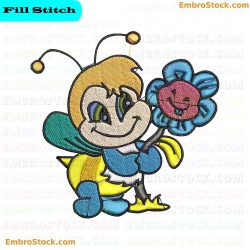 Cute Bee Embroidery Design 1