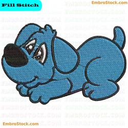 Cute Blue Puppy Embroidery Design 1