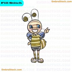 Cute Cartoon Bee Embroidery Design 1