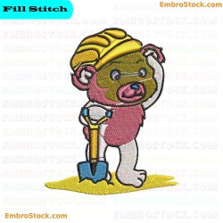 Cute Construction Bear Embroidery Design 9