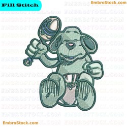 Cute Puppy In Diaper Embroidery Design 7