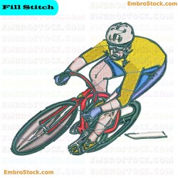 Cyclist Embroidery Design 3