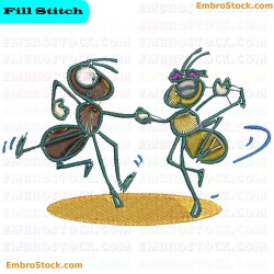 Dancing Ants Embroidery Design 13