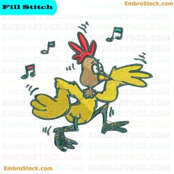 Dancing Cartoon Chicken Embroidery Design 35