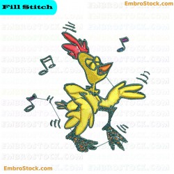 Dancing Chicken Embroidery Design 34