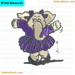 Dancing Elephant Embroidery Design 12