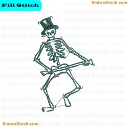 Dancing Skeleton Embroidery Design 2