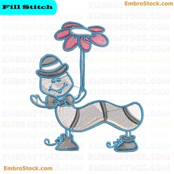 Dapper Caterpillar Under Umbrella Flower Embroidery Design 23