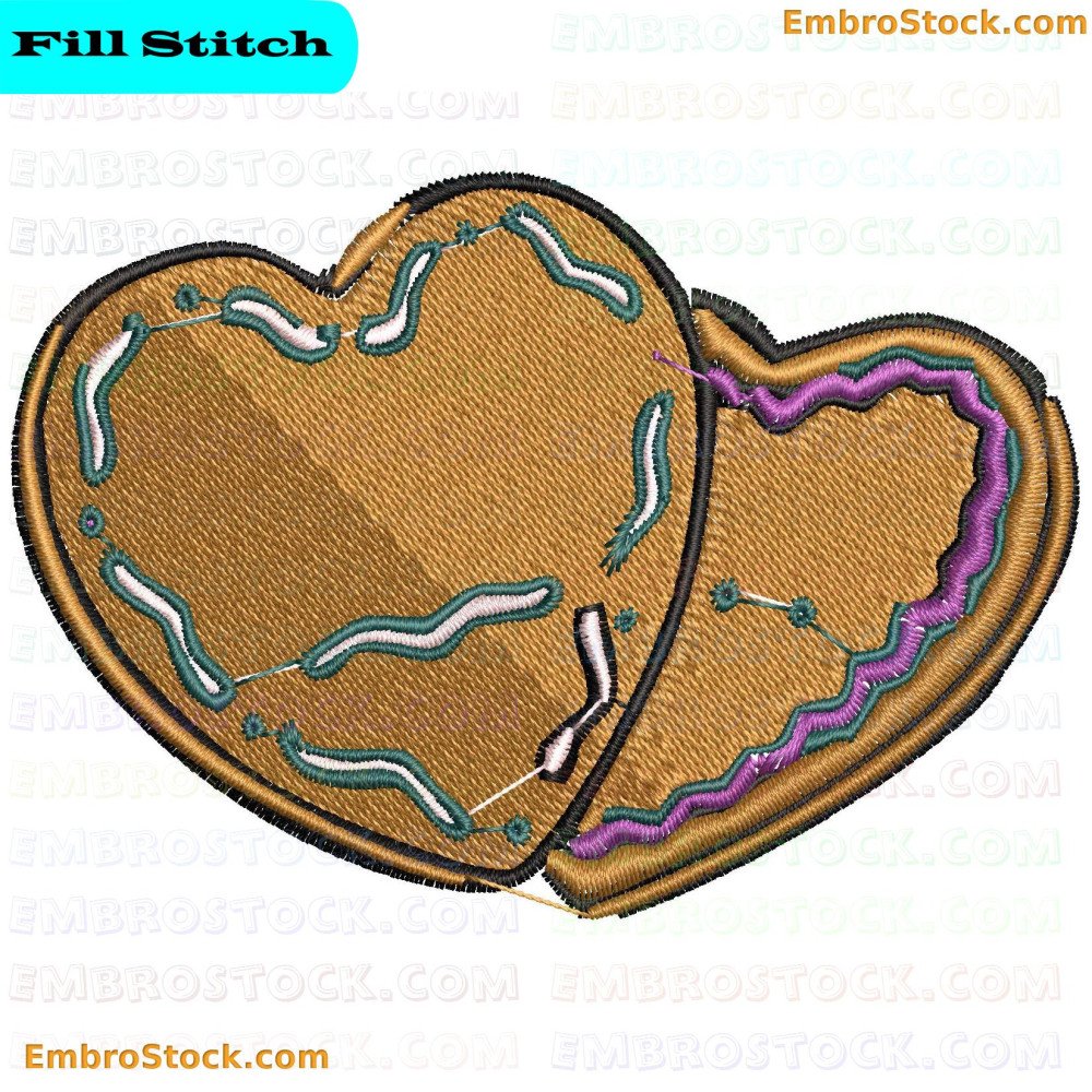 An image of two heart-shaped cookies adorned with colorful icing.