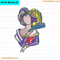 Decorative Female Figure Embroidery Design 3