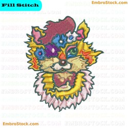 Decorative Fox Face Embroidery Design 10