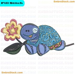 Decorative Turtle Embroidery Design 2