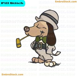 Detective Dog Embroidery Design 48