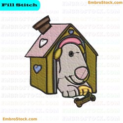 Dog In Doghouse Embroidery Design 6