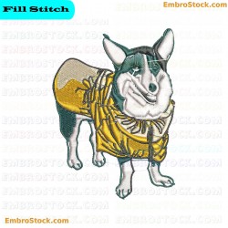 Dog In Raincoat Embroidery Design 2