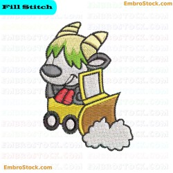 Dog On Snowplow Embroidery Design 19