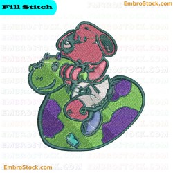 Dog On Toy Embroidery Design 72