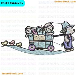 Dog Pulling Sheep Cart Embroidery Design 4