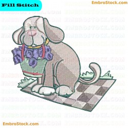 Dog With Flowers Embroidery Design 6