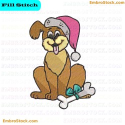 Dog With Santa Hat Embroidery Design 65