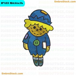 Doll With Cap And Patched Clothes Embroidery Design 46