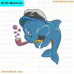 Dolphin Embroidery Design 6