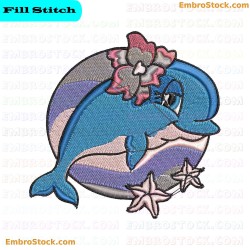 Dolphin Embroidery Design 7