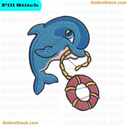 Dolphin Embroidery Design 8