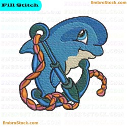 Dolphin Entangled In Chains Embroidery Design 2