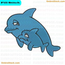 Dolphin Whale Embroidery Design 8