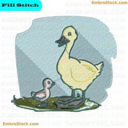 Duck Ducks Embroidery Design 2